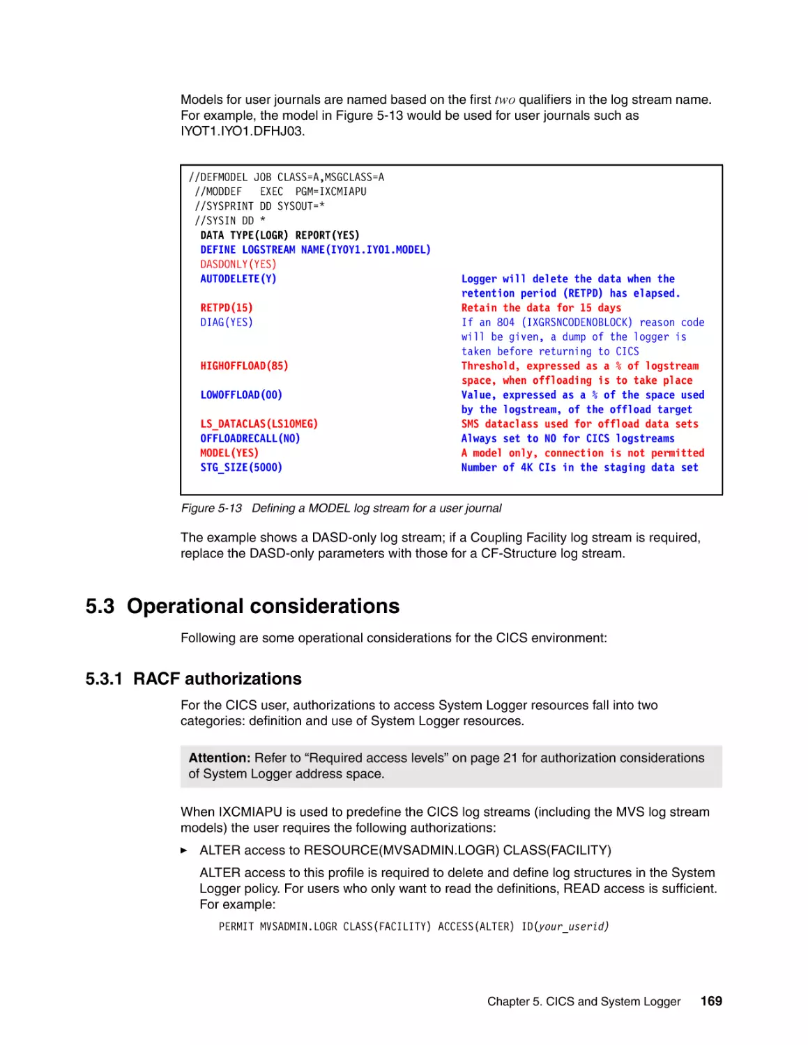 5.3 Operational considerations
5.3.1 RACF authorizations