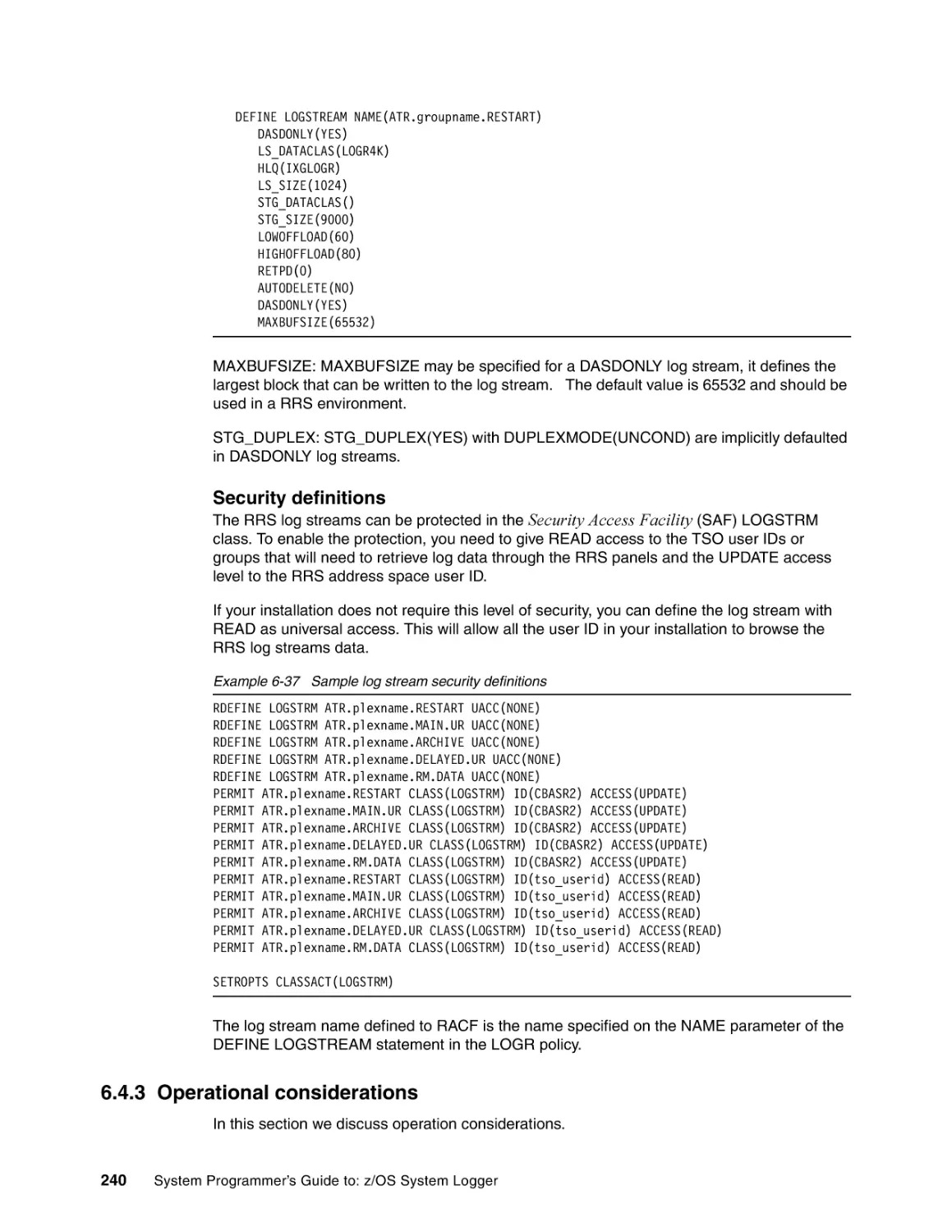 6.4.3 Operational considerations