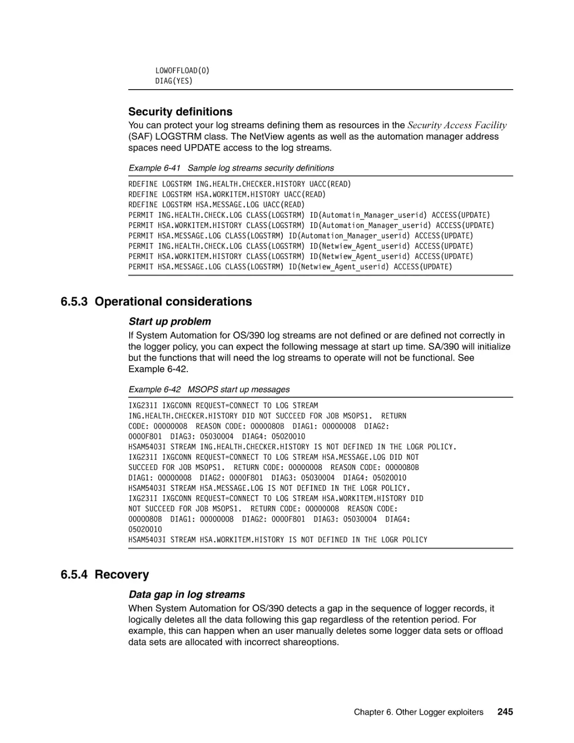 6.5.3 Operational considerations
6.5.4 Recovery