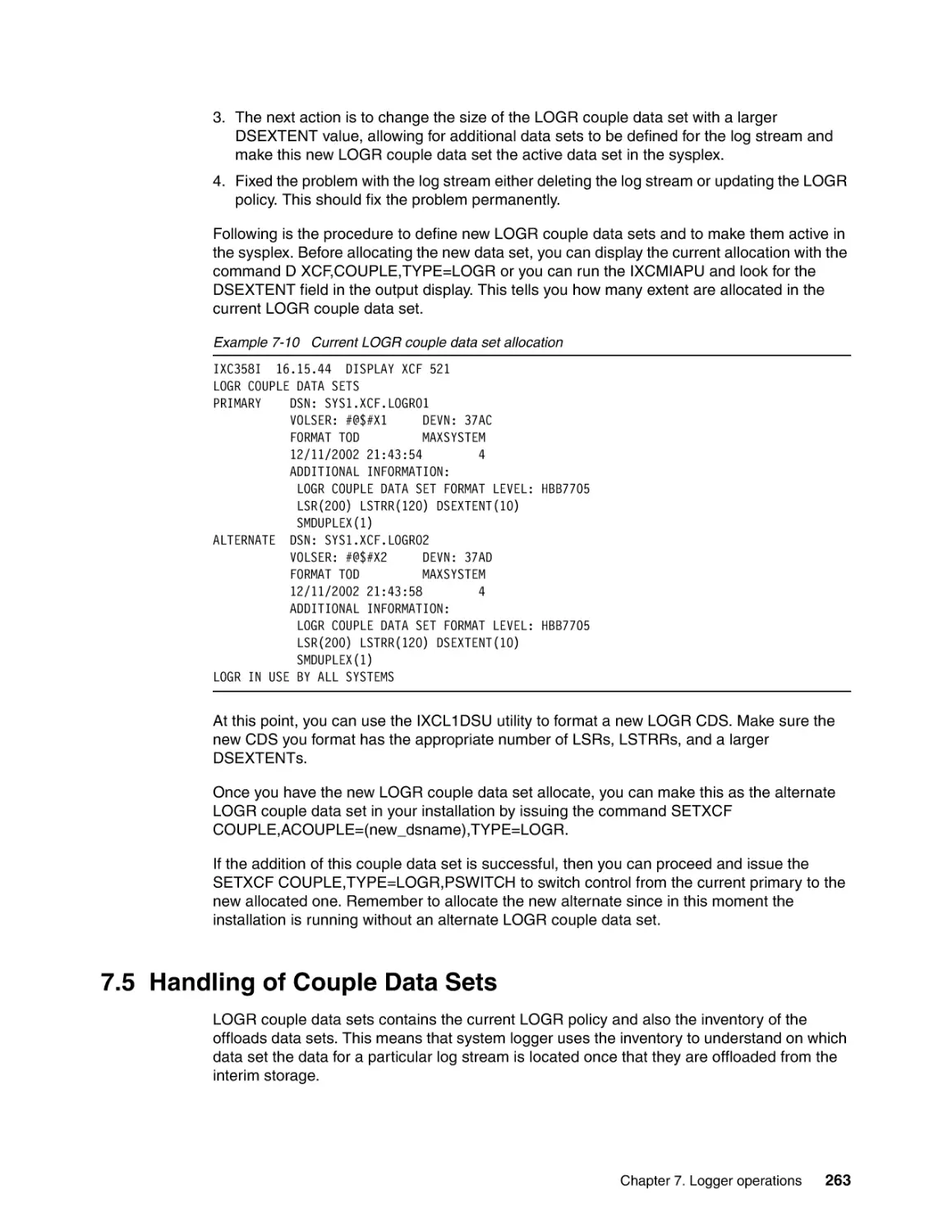 7.5 Handling of Couple Data Sets