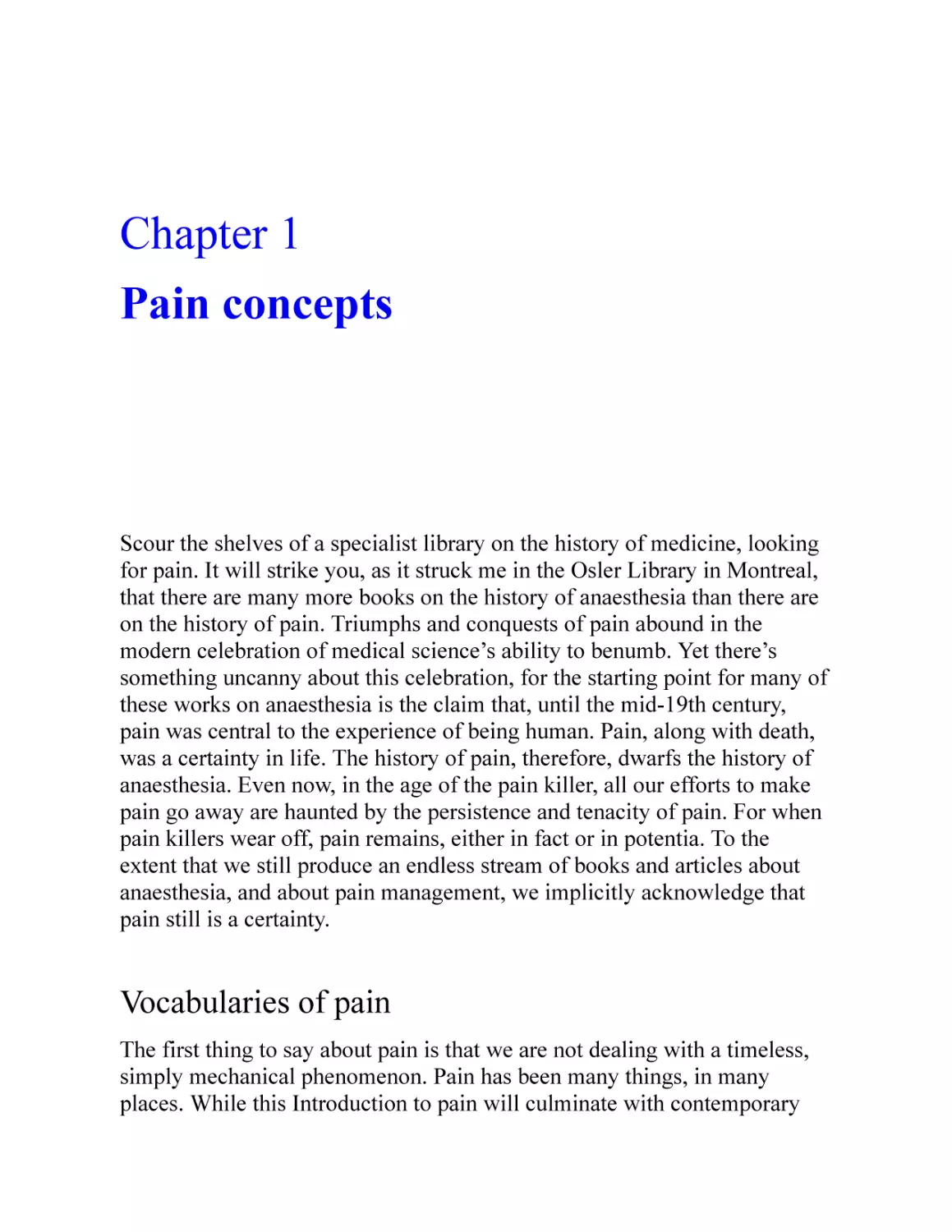 1 Pain concepts
Vocabularies of pain