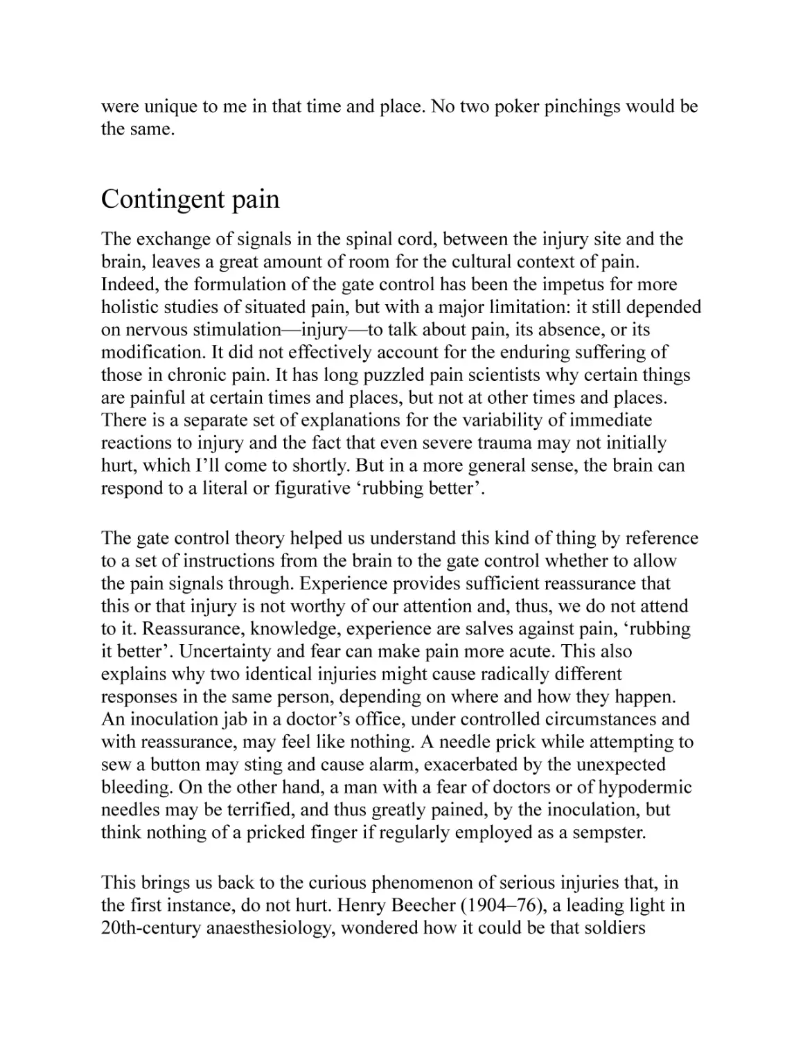 Contingent pain