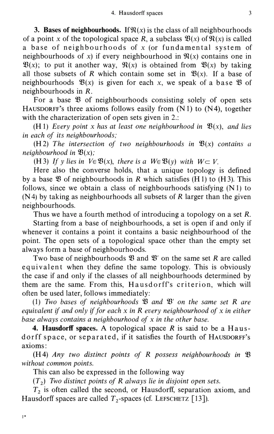 3. Bases of neighbourhoods
4. Hausdorff spaces