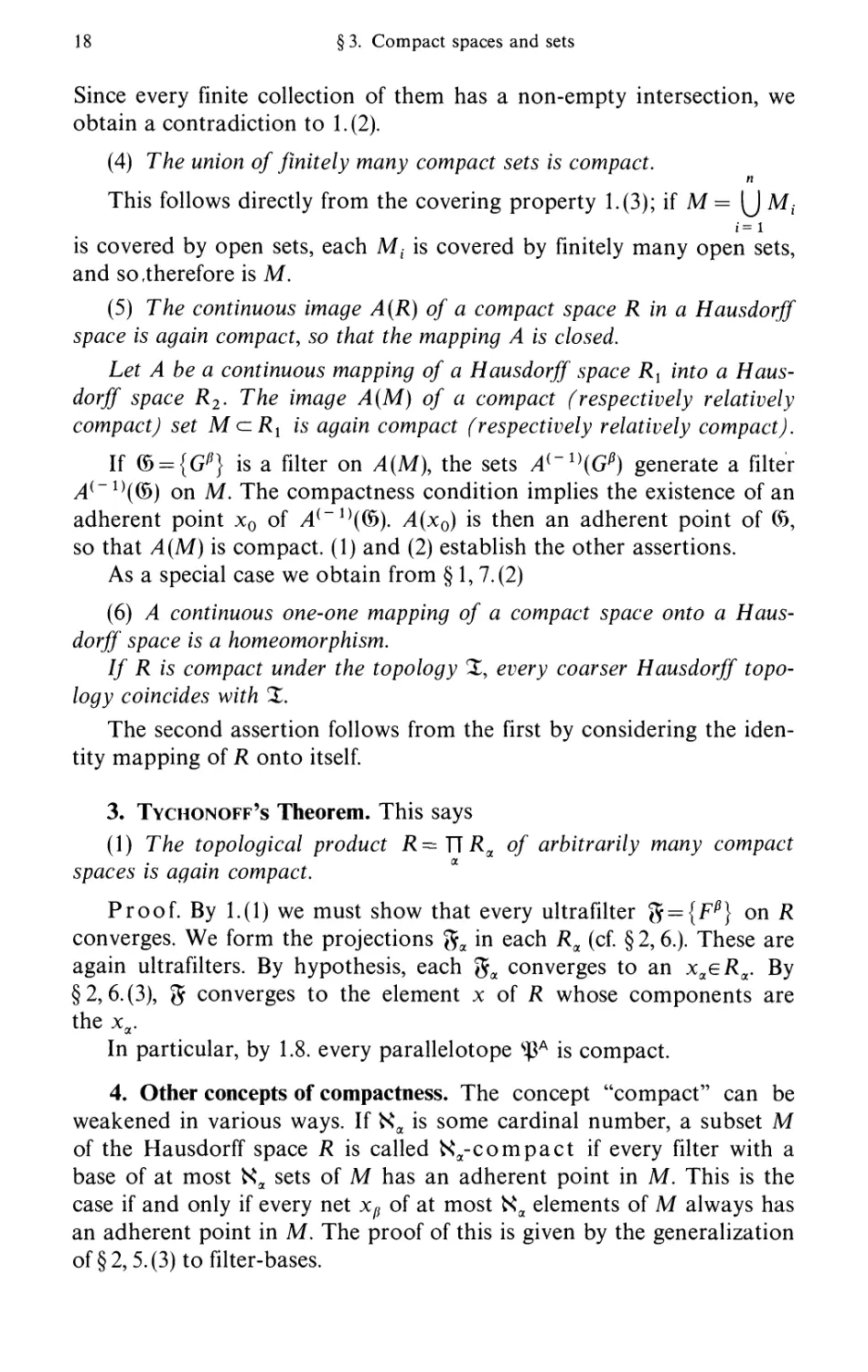 3. Tychonoff's theorem
4. Other concepts of compactness