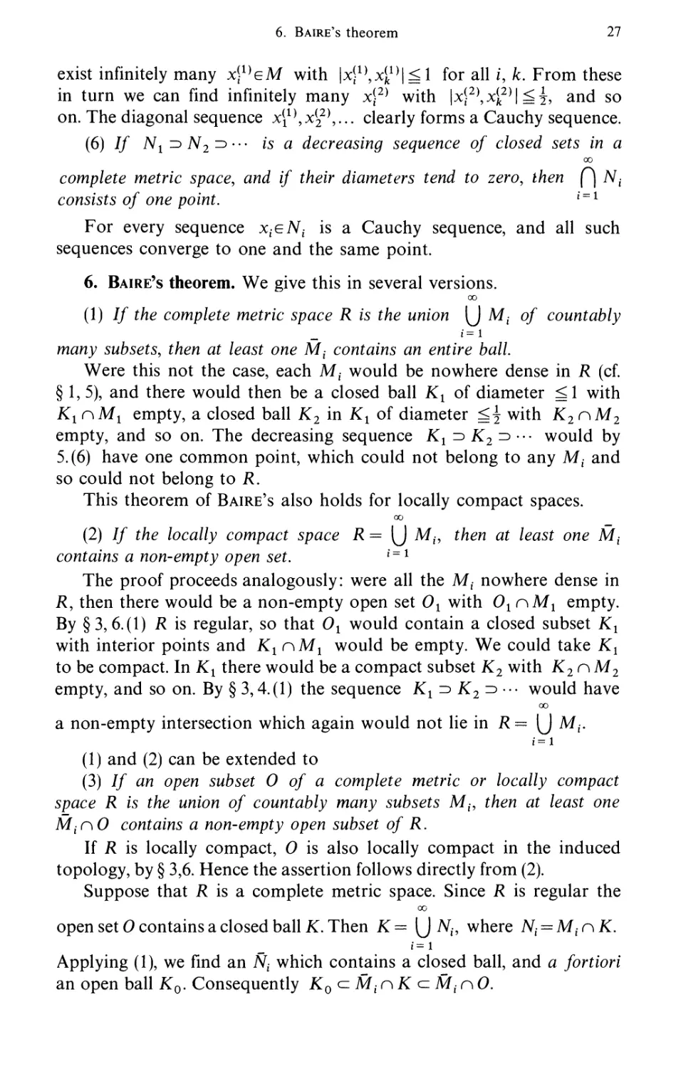 6. Baire's theorem