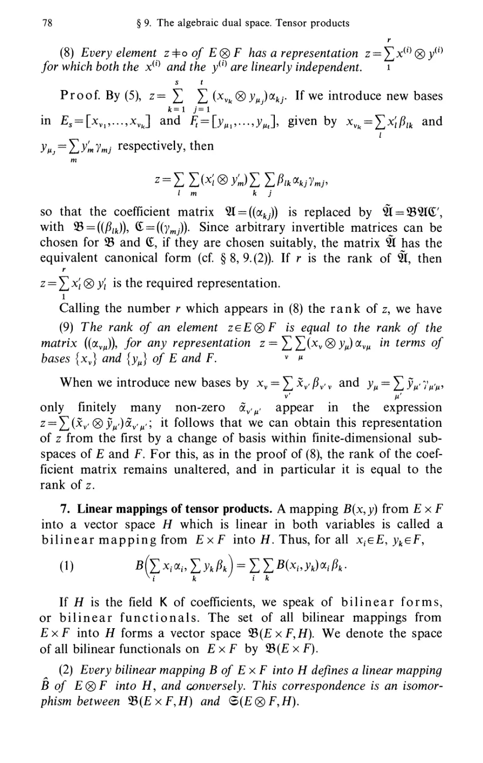 7. Linear mappings of tensor products