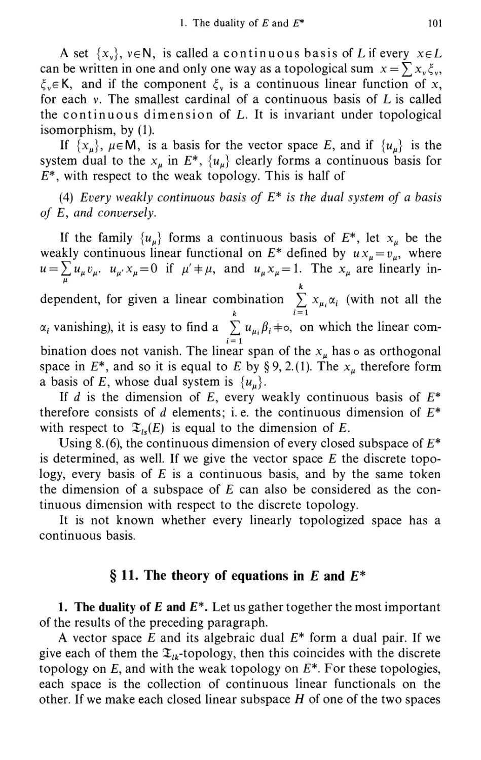 §11. The theory of equations in E and E*