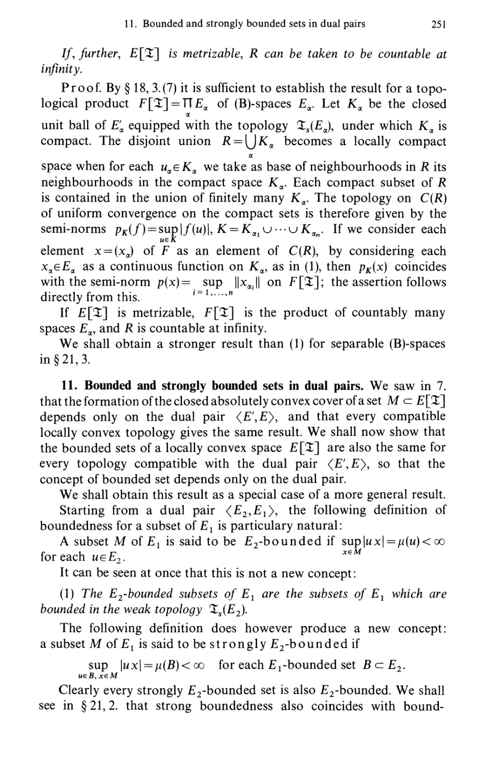 11. Bounded and strongly bounded sets in dual pairs