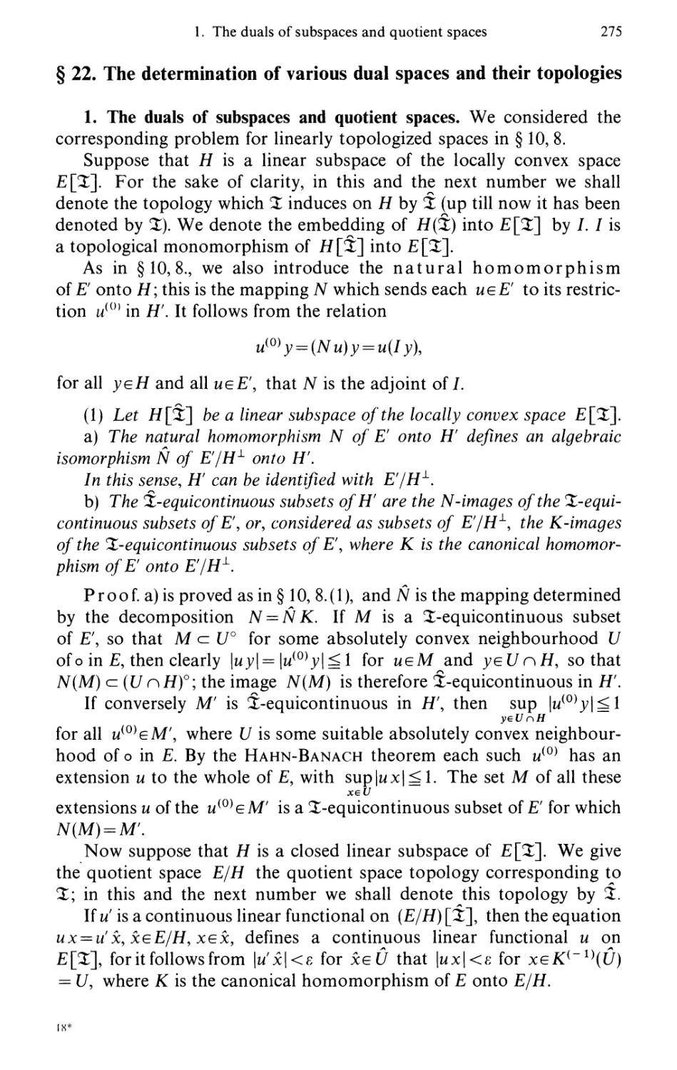 §22. The determination of various dual spaces and their topologies