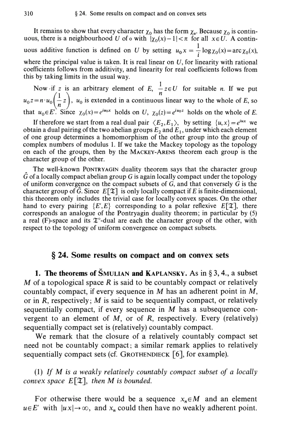 §24. Some results on compact and on convex sets
