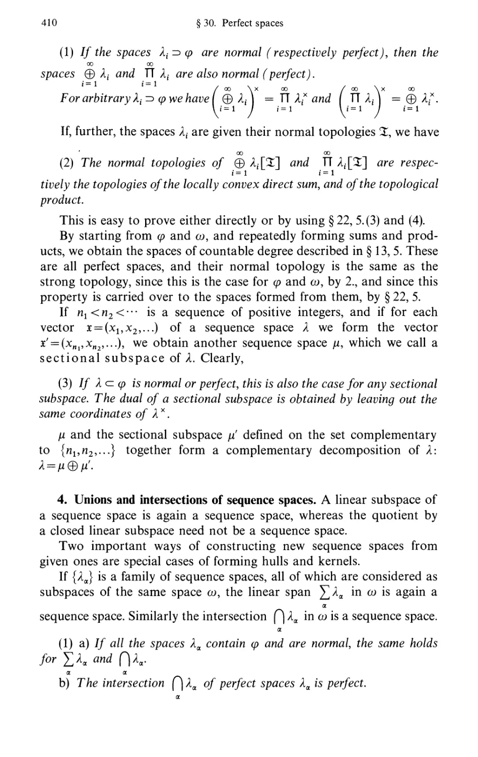 4. Unions and intersections of sequence spaces