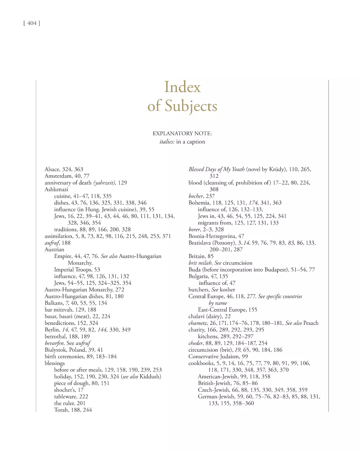 Index of Subjects