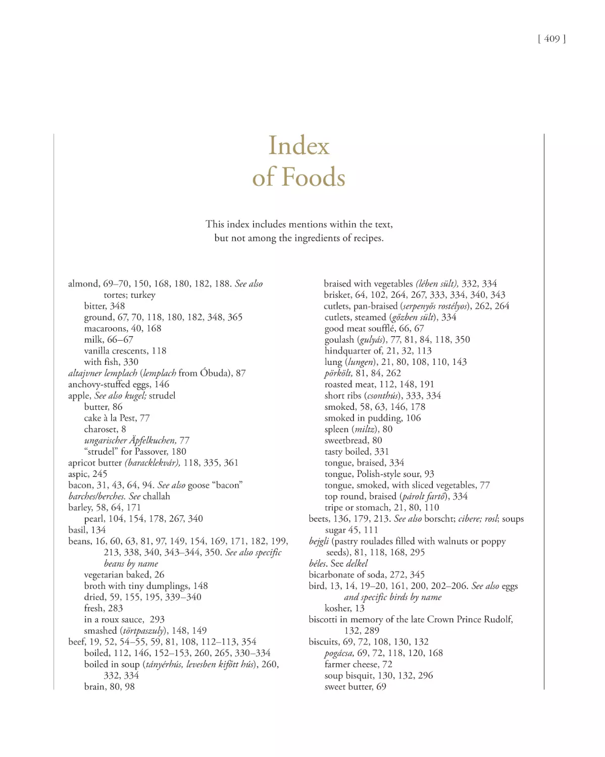 Index of Foods