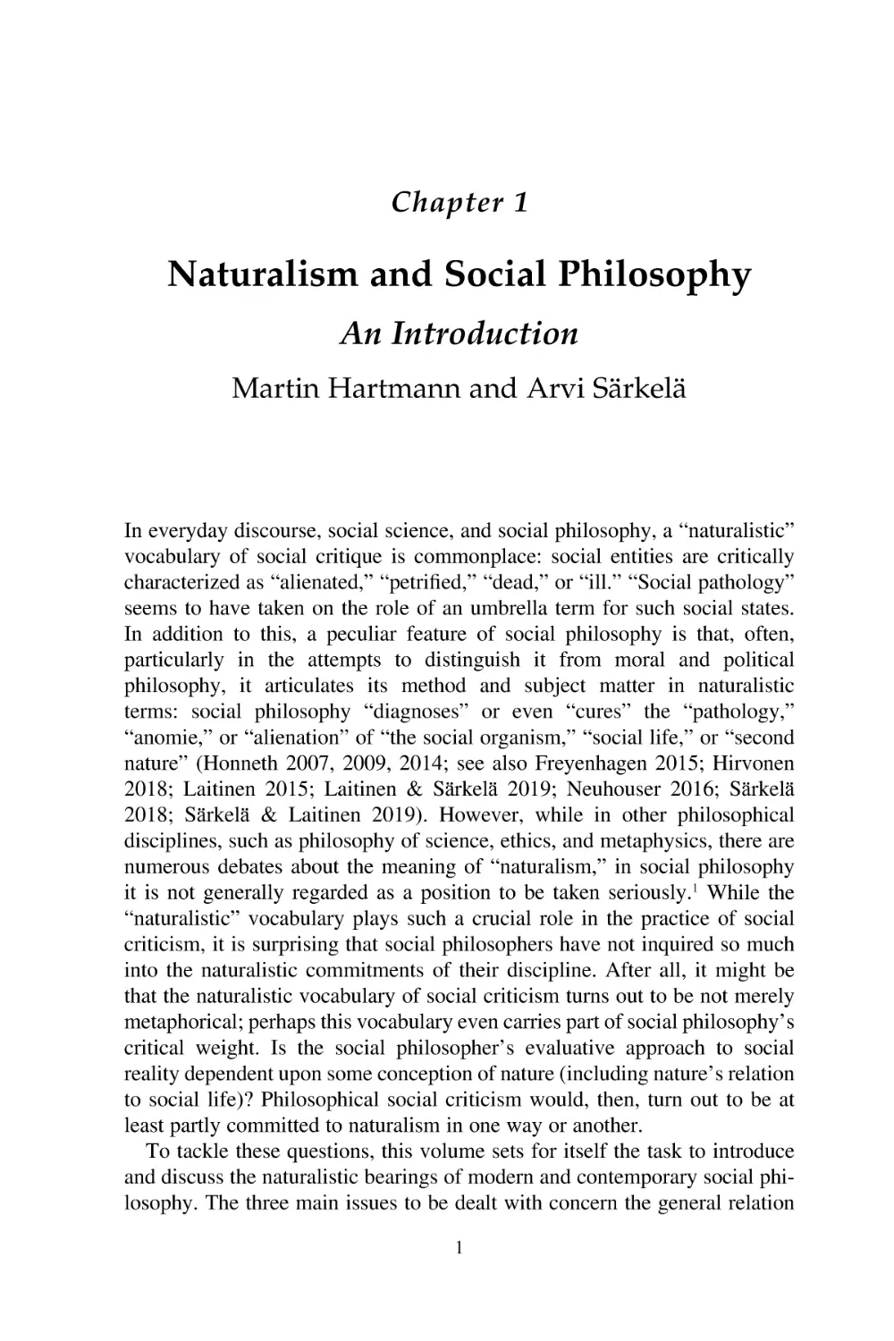 1 Naturalism and Social Philosophy