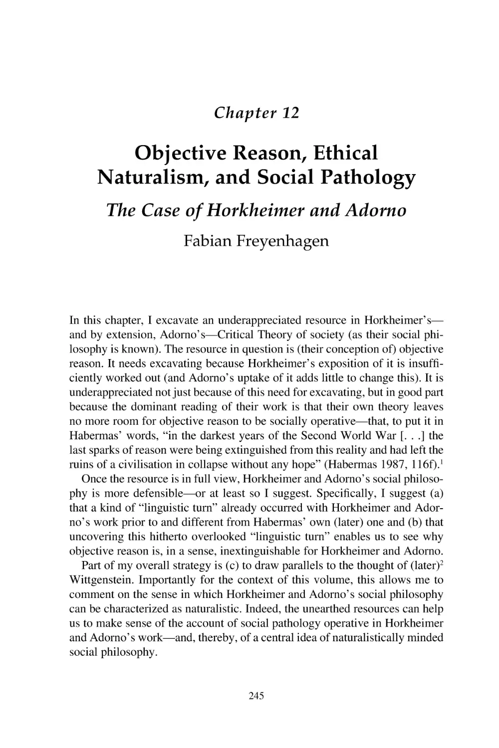 12 Objective Reason, Ethical Naturalism, and Social Pathology