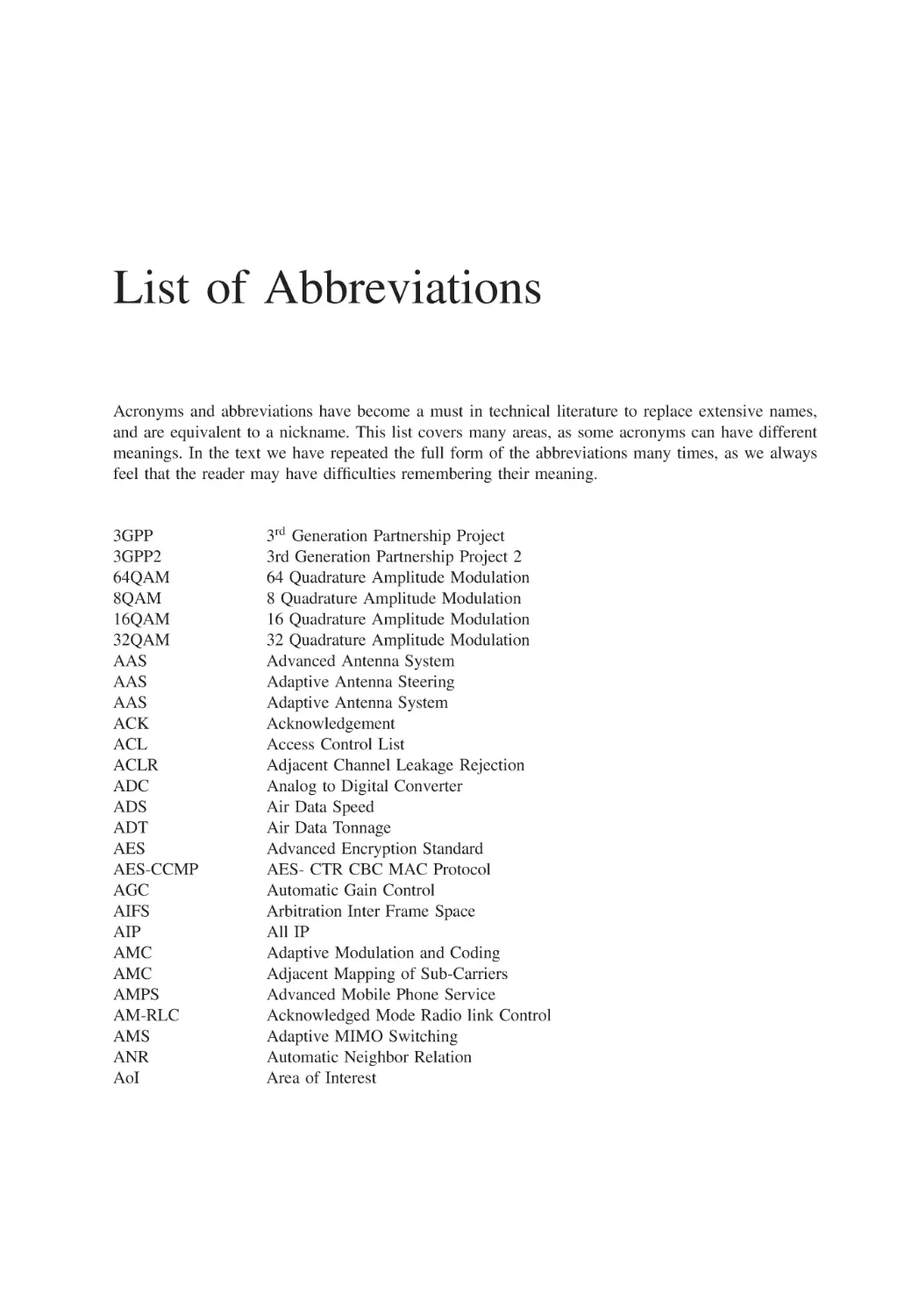 List of Abbreviations