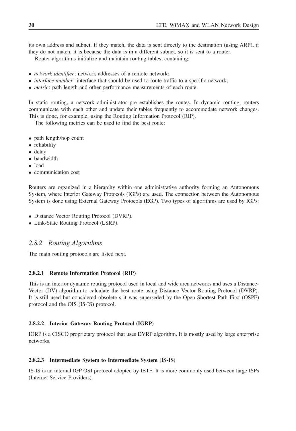 2.8.2 Routing Algorithms