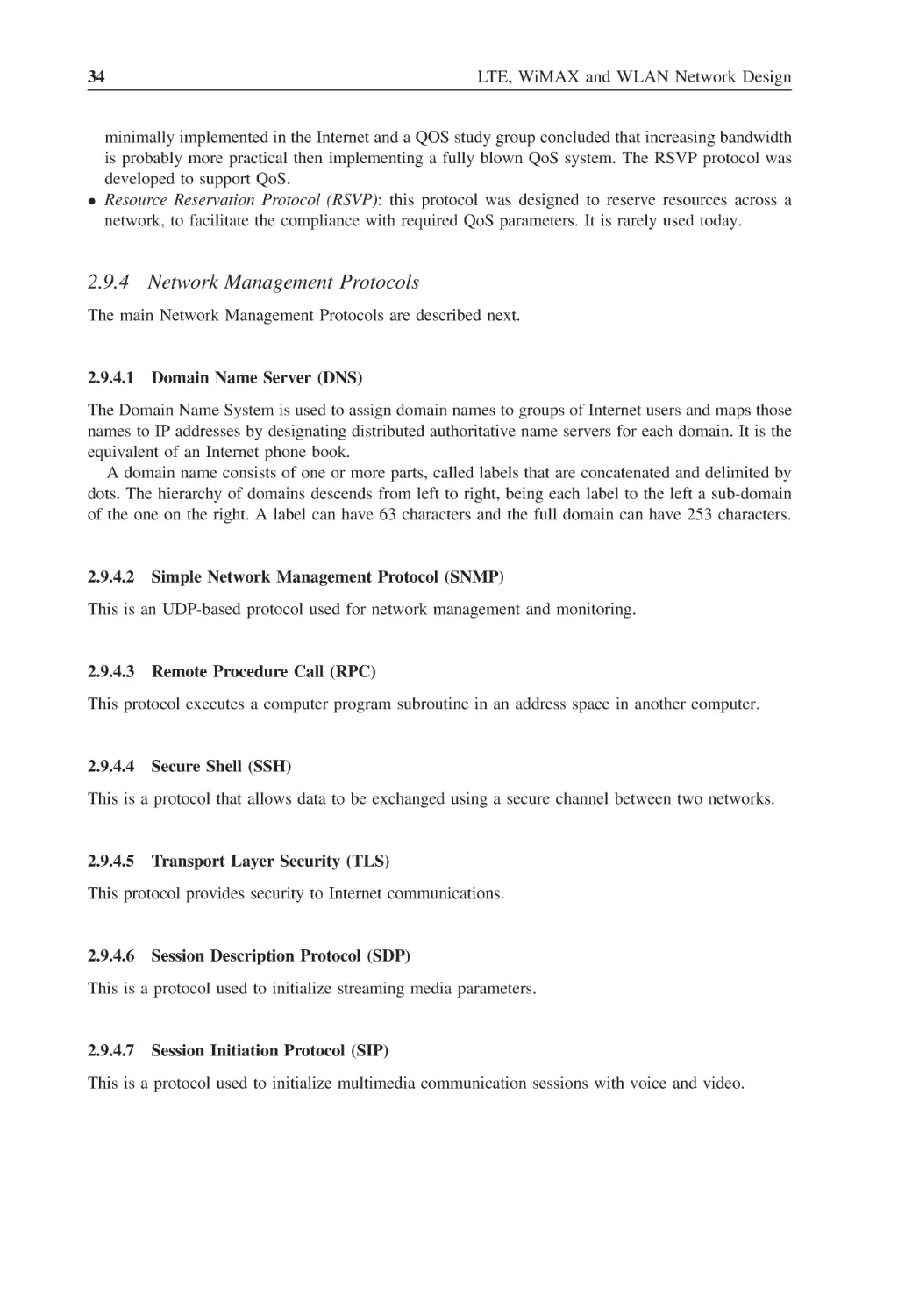 2.9.4 Network Management Protocols