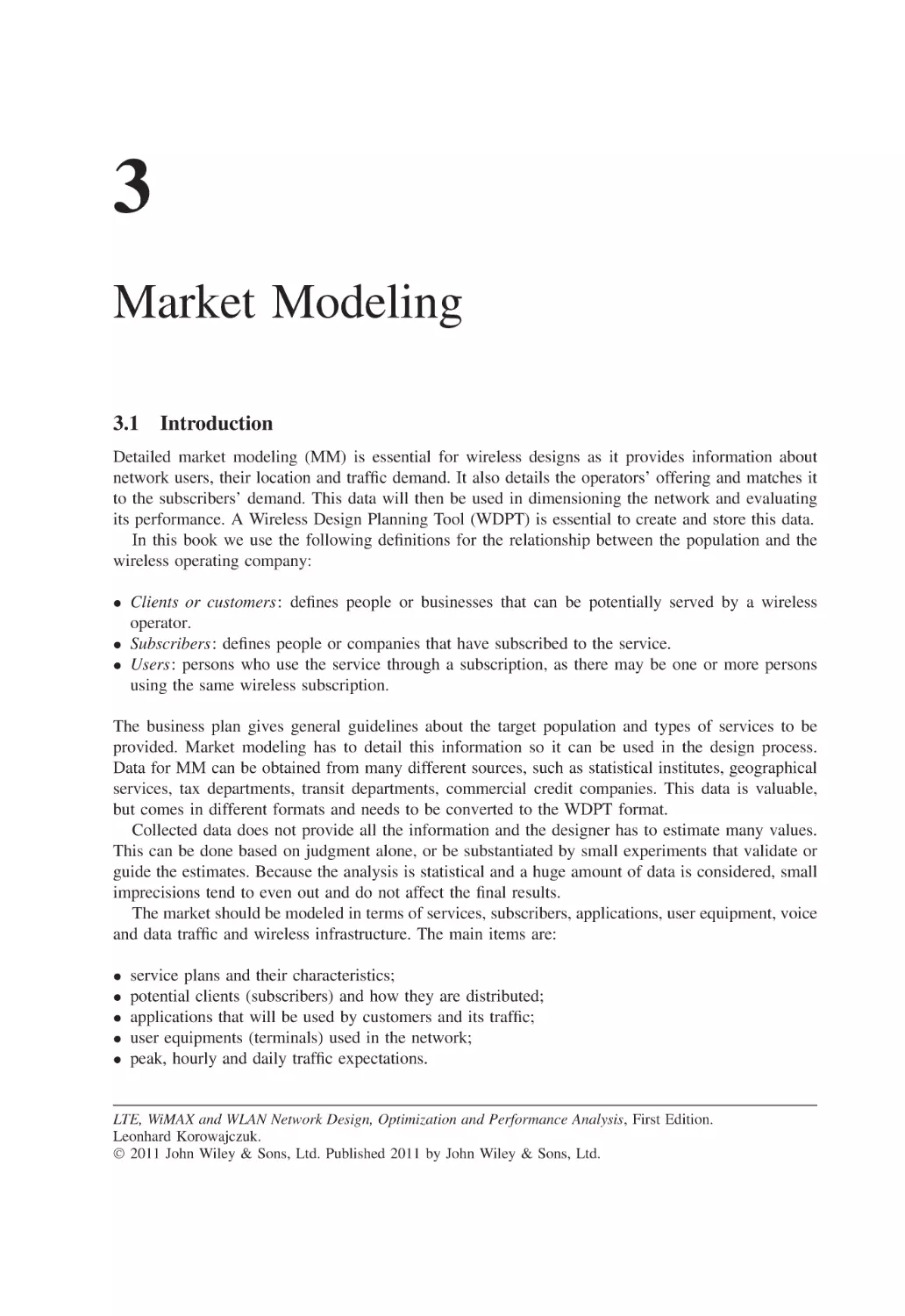 3 Market Modeling
3.1 Introduction