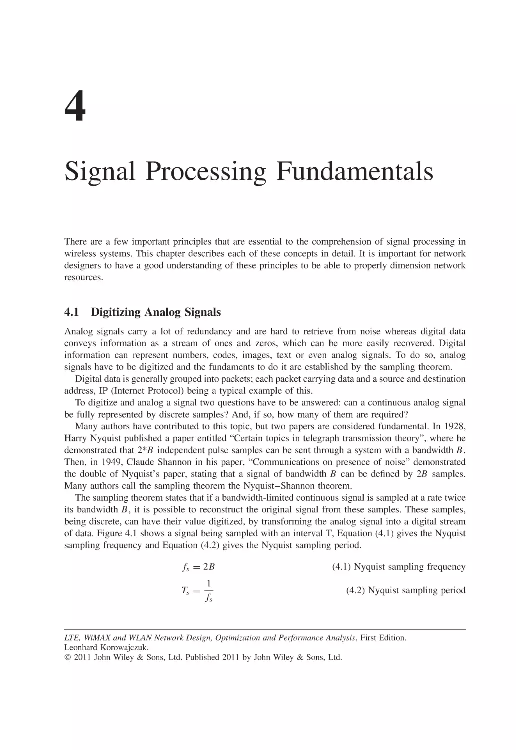 4 Signal Processing Fundamentals
4.1 Digitizing Analog Signals