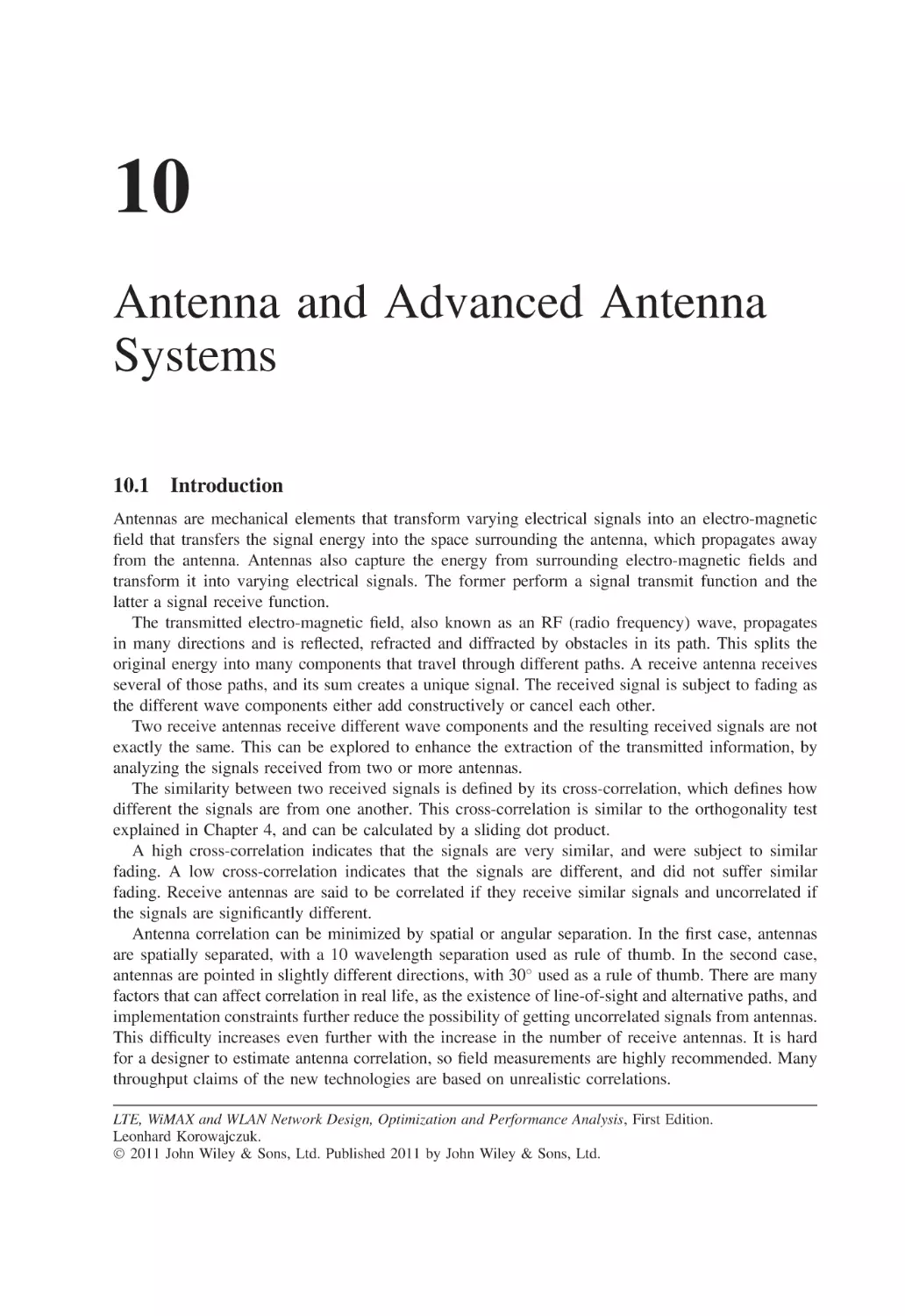 10 Antenna and Advanced Antenna Systems
10.1 Introduction