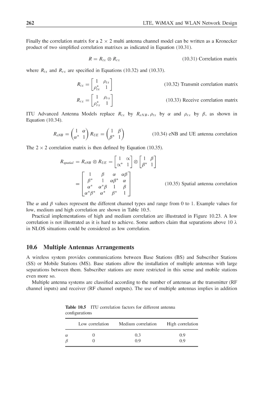 10.6 Multiple Antennas Arrangements