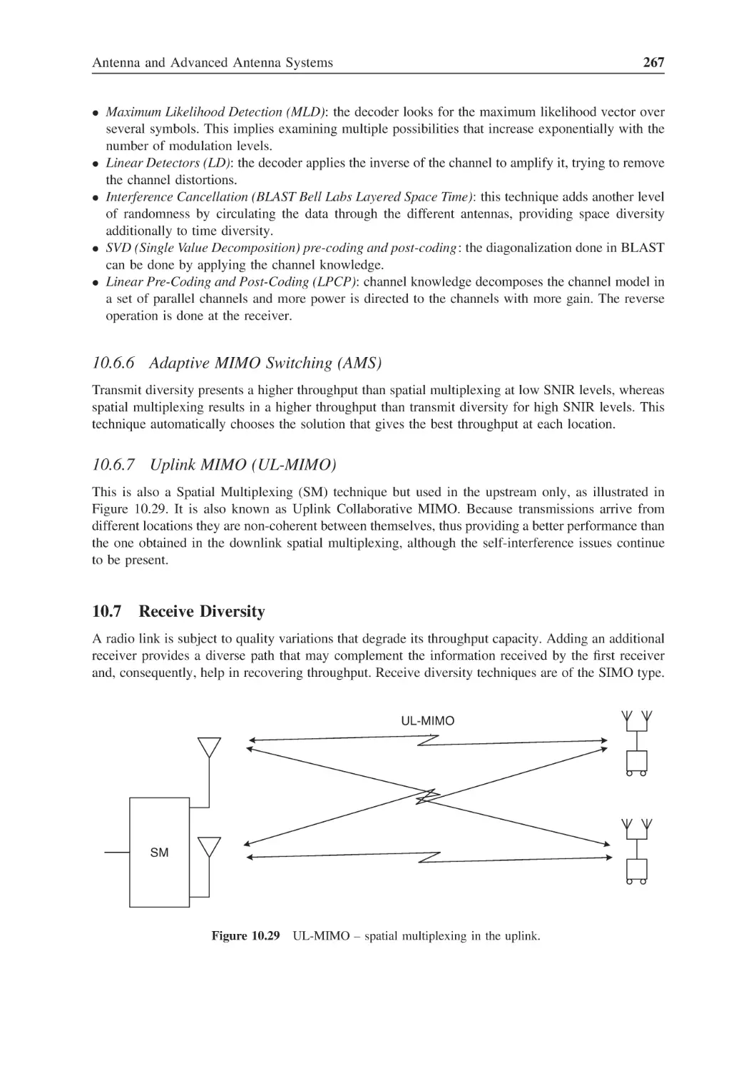 10.6.6 Adaptive MIMO Switching (AMS)
10.6.7 Uplink MIMO (UL-MIMO)
10.7 Receive Diversity