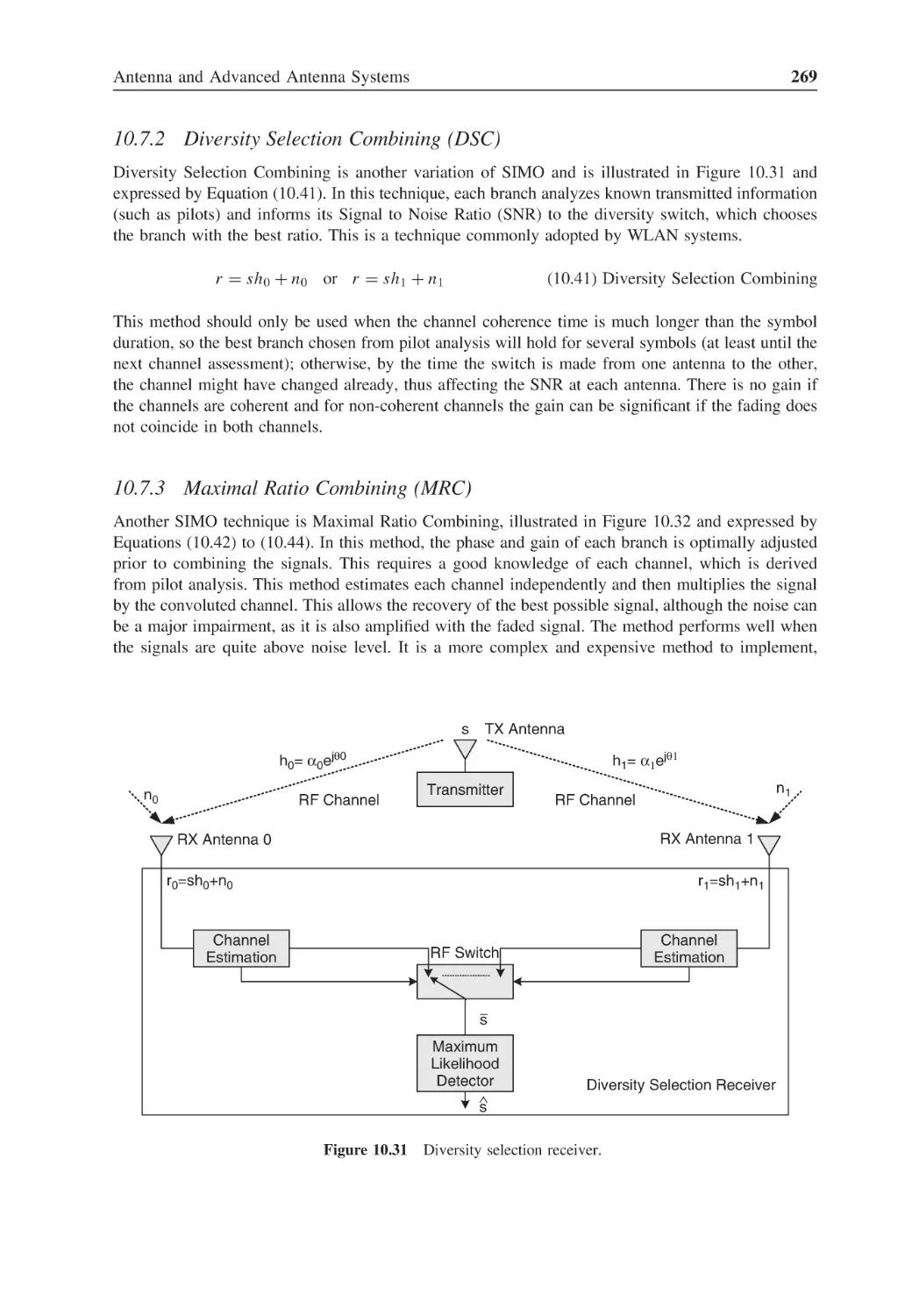 10.7.2 Diversity Selection Combining (DSC)
10.7.3 Maximal Ratio Combining (MRC)