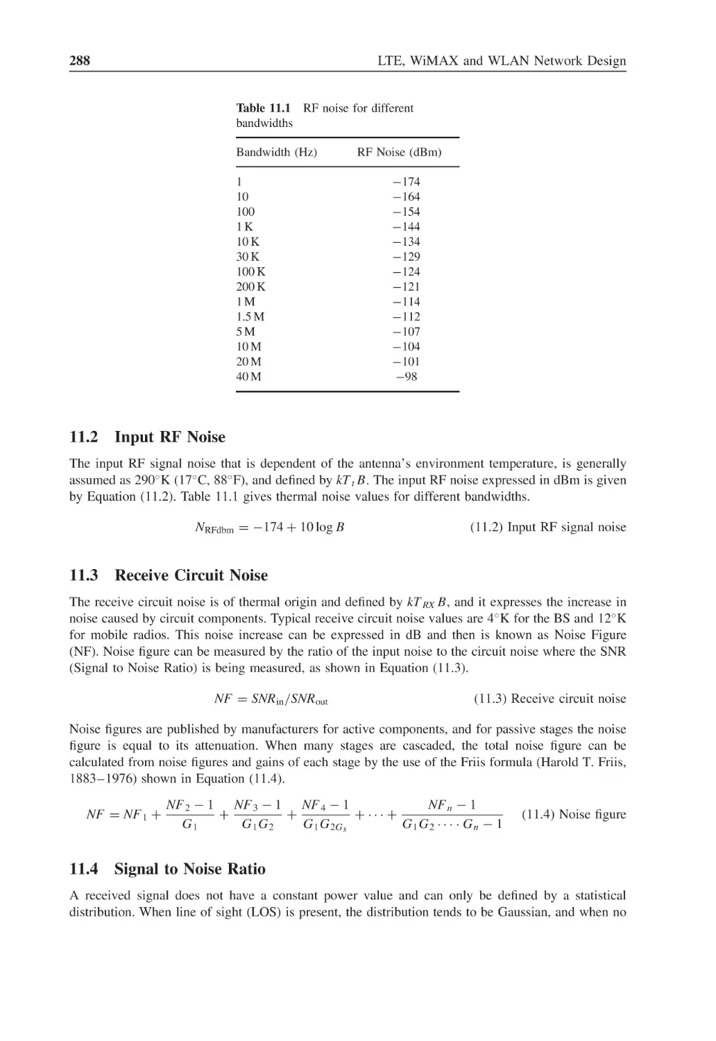 11.2 Input RF Noise
11.3 Receive Circuit Noise
11.4 Signal to Noise Ratio