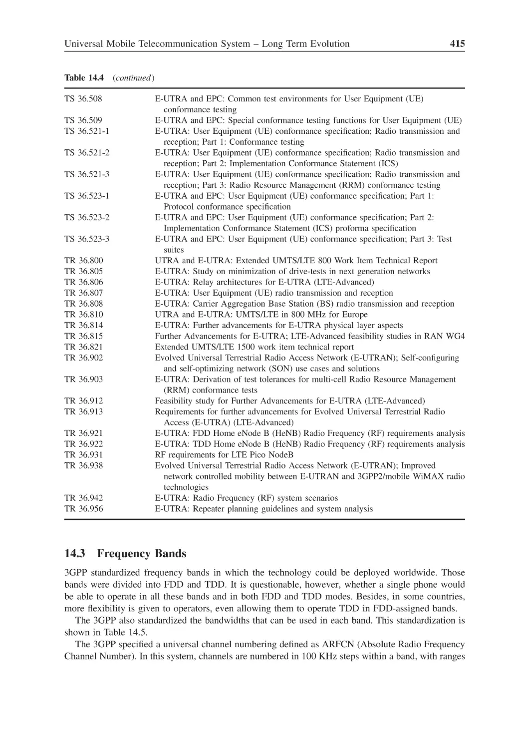 14.3 Frequency Bands