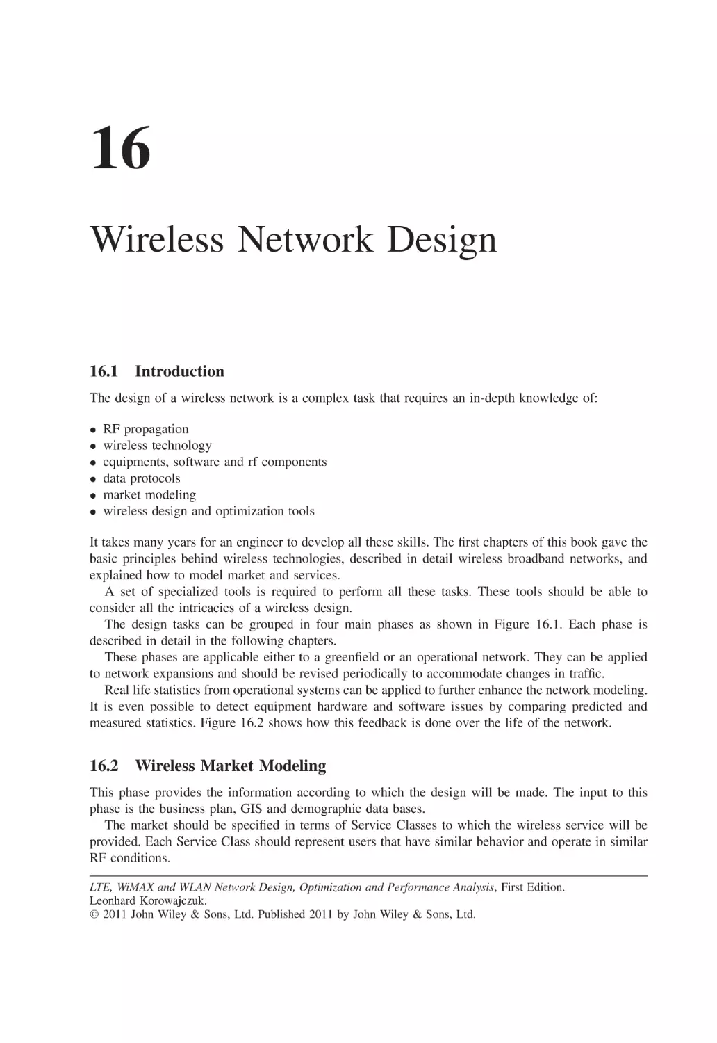 16 Wireless Network Design
16.1 Introduction
16.2 Wireless Market Modeling