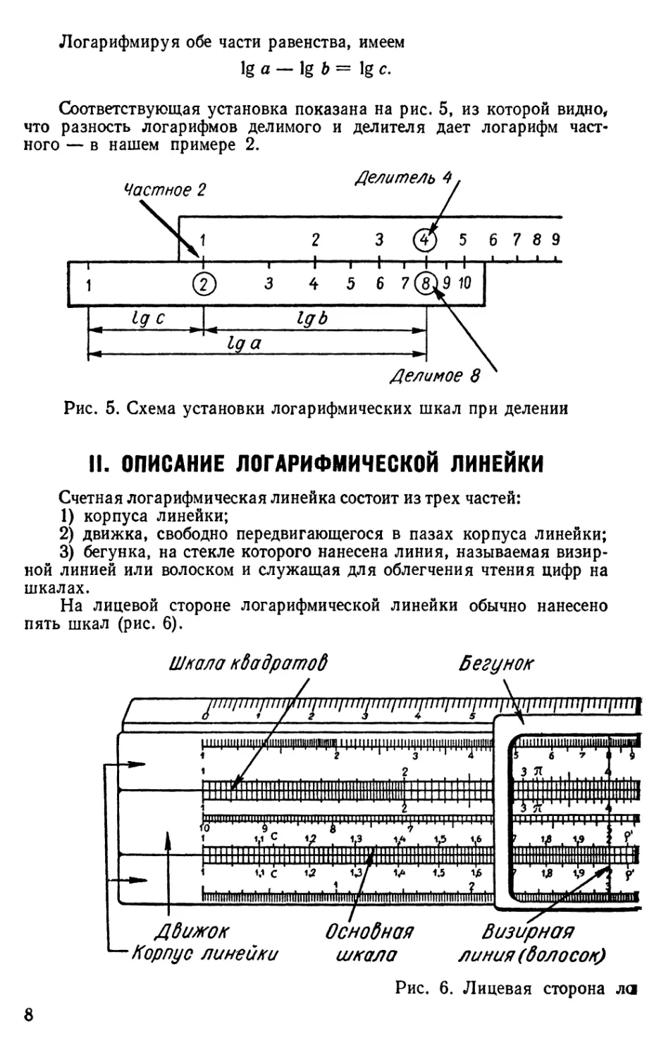 II. Описание логарифмической линейки