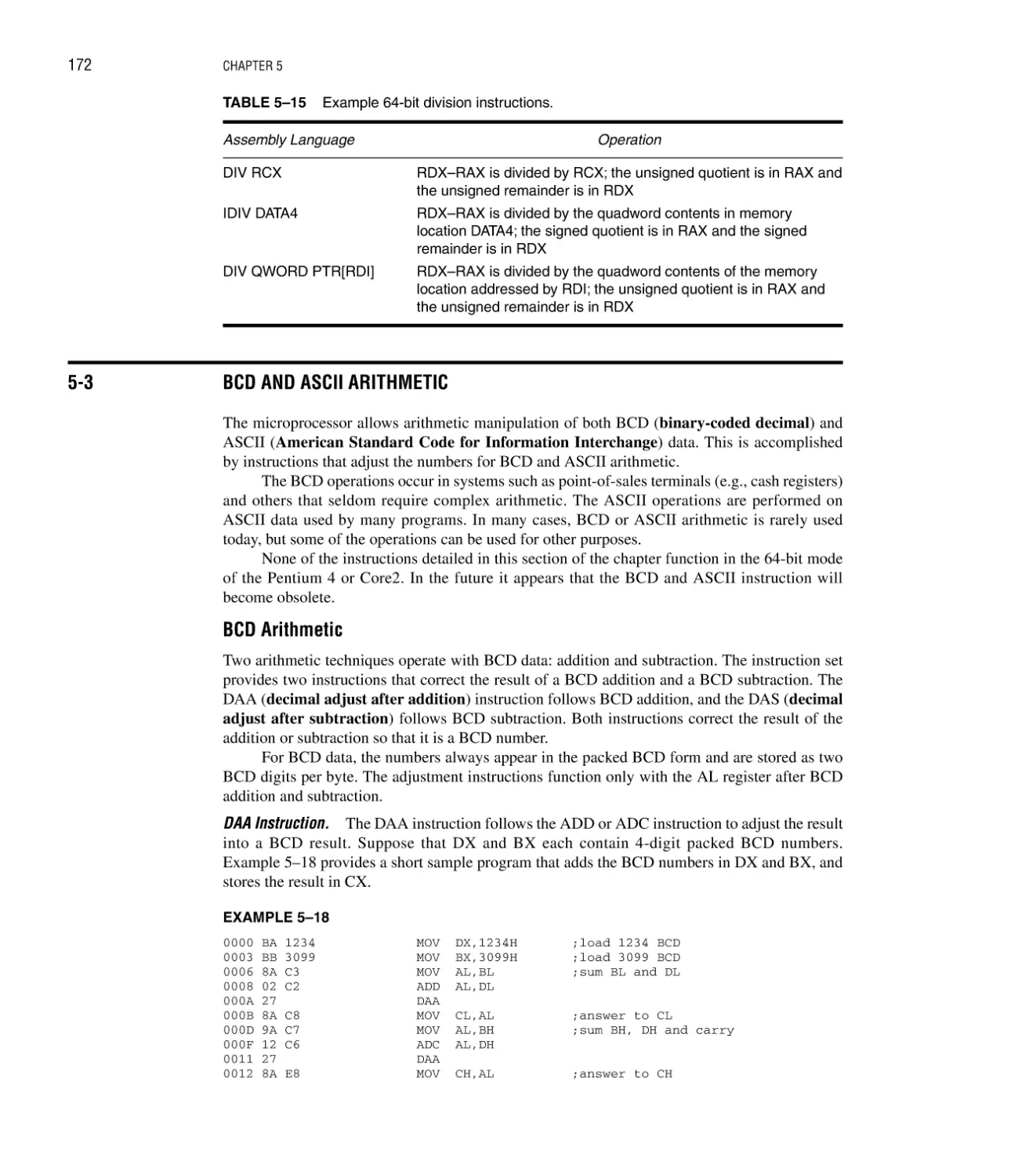 5–3 BCD and ASCII Arithmetic
BCD Arithmetic