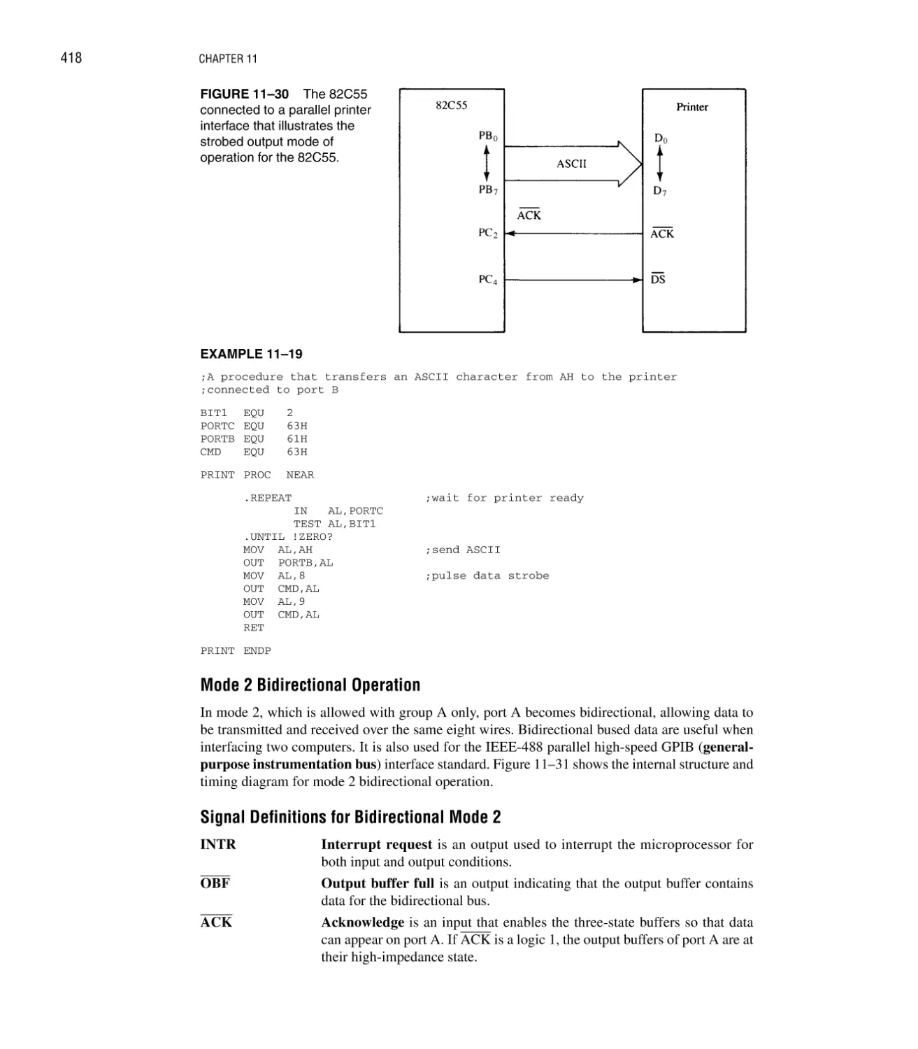 Mode 2 Bidirectional Operation
Signal Definitions for Bidirectional Mode 2