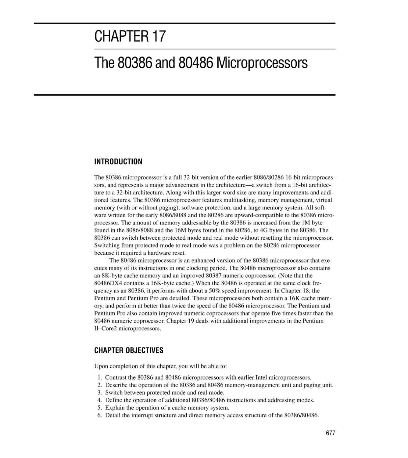 CHAPTER 17 THE 80386 AND 80486 MICROPROCESSORS
Introduction/Chapter Objectives