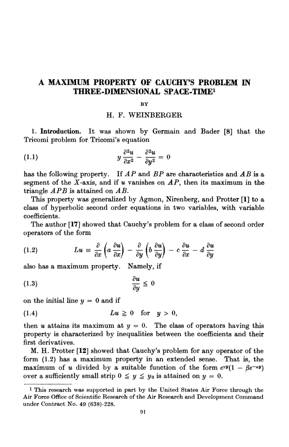 A Maximum Property of Cauchy's Problem in Three-Dimensional Space-Time