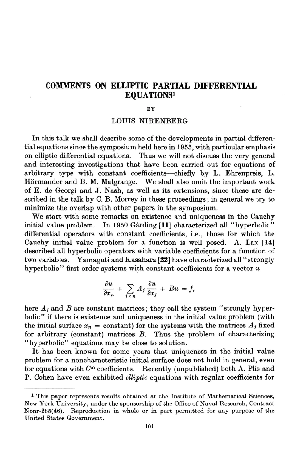 Comments on Elliptic Partial Differential Equations