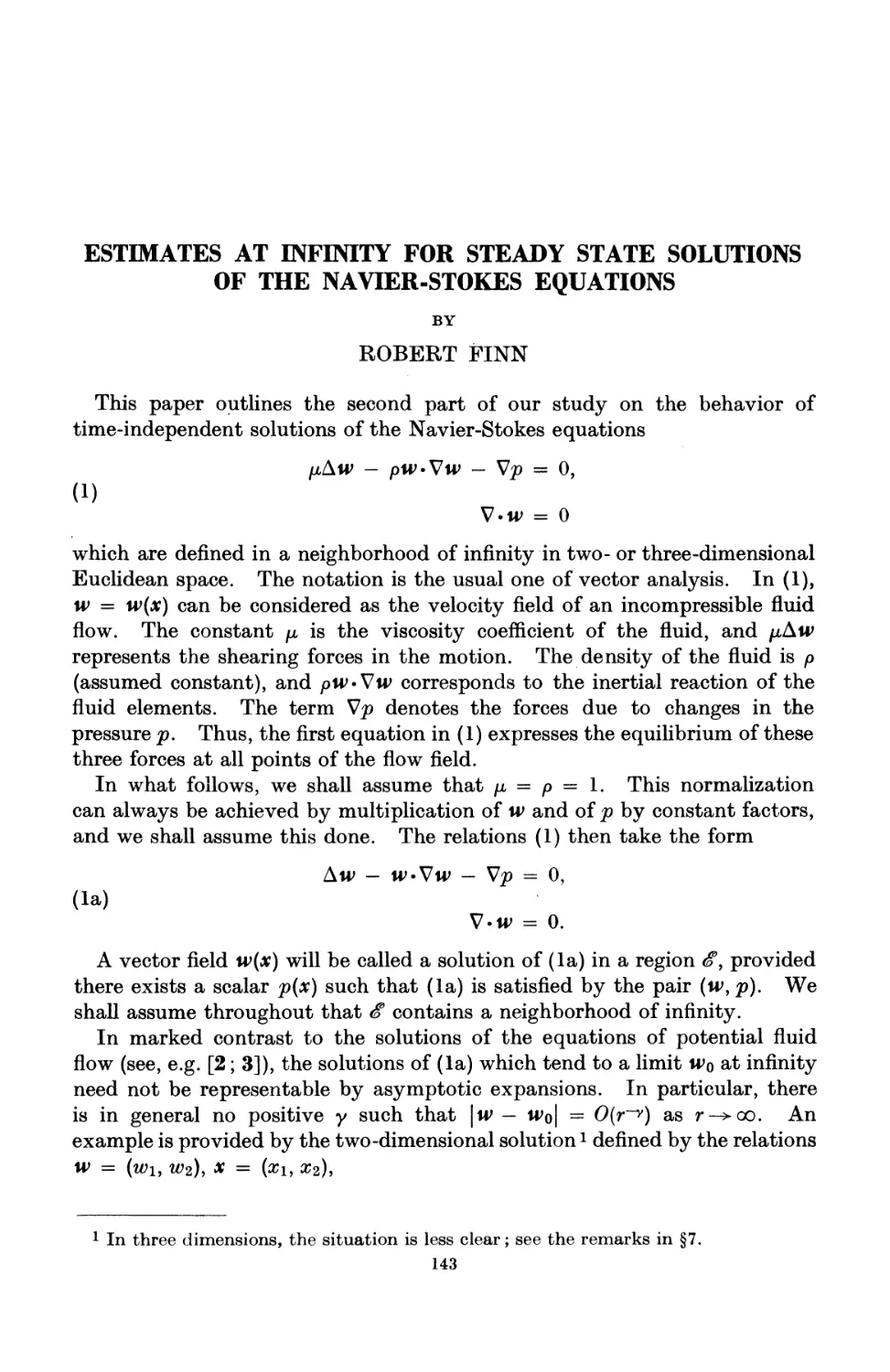 Estimates at Infinity for Steady State Solutions of the Navier-Stokes Equations