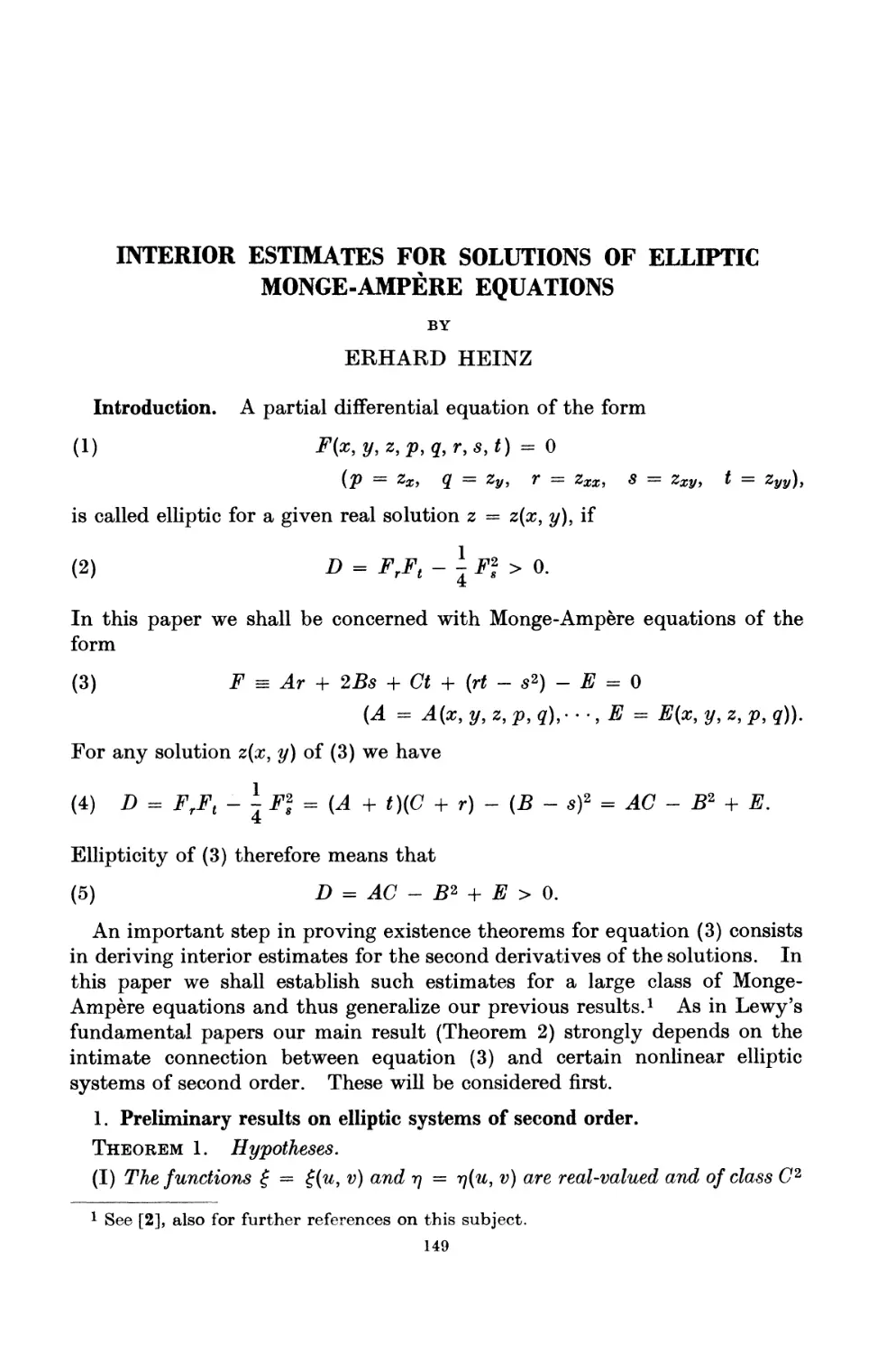 Interior Estimates for Solutions of Elliptic Monge-Ampere Equations