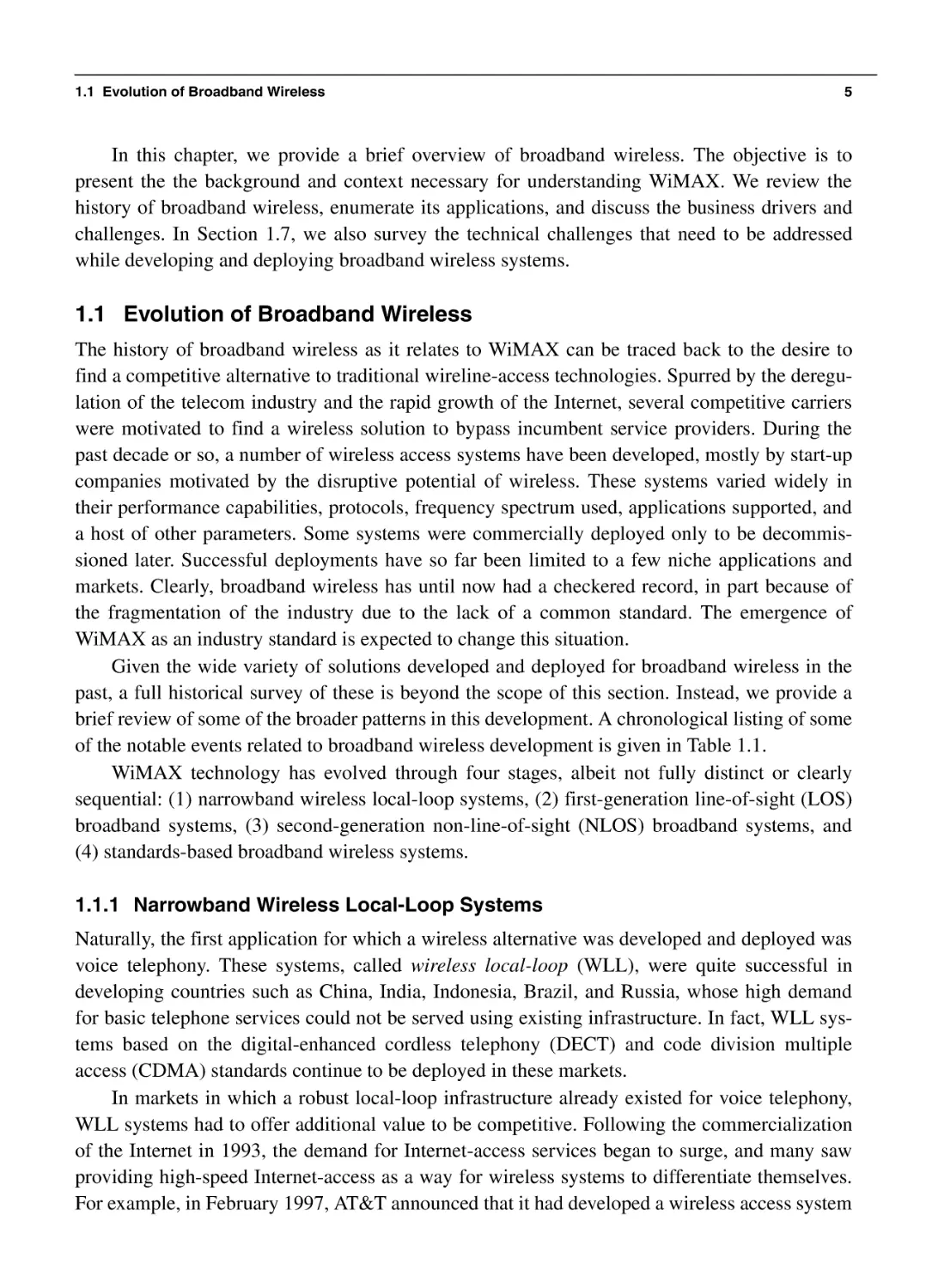 1.1 Evolution of Broadband Wireless