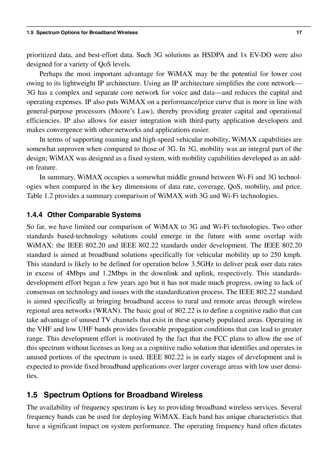 1.5 Spectrum Options for Broadband Wireless