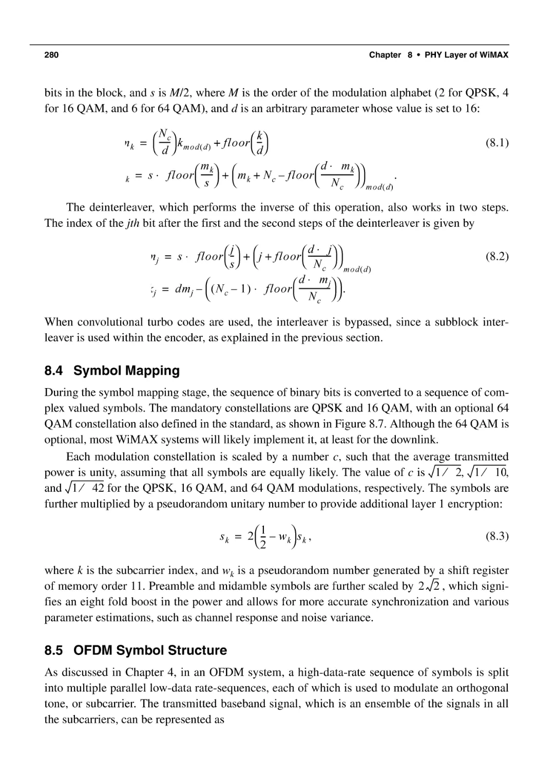 8.4 Symbol Mapping
8.5 OFDM Symbol Structure