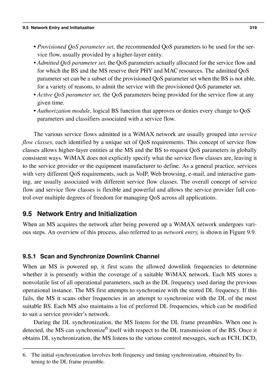 9.5 Network Entry and Initialization