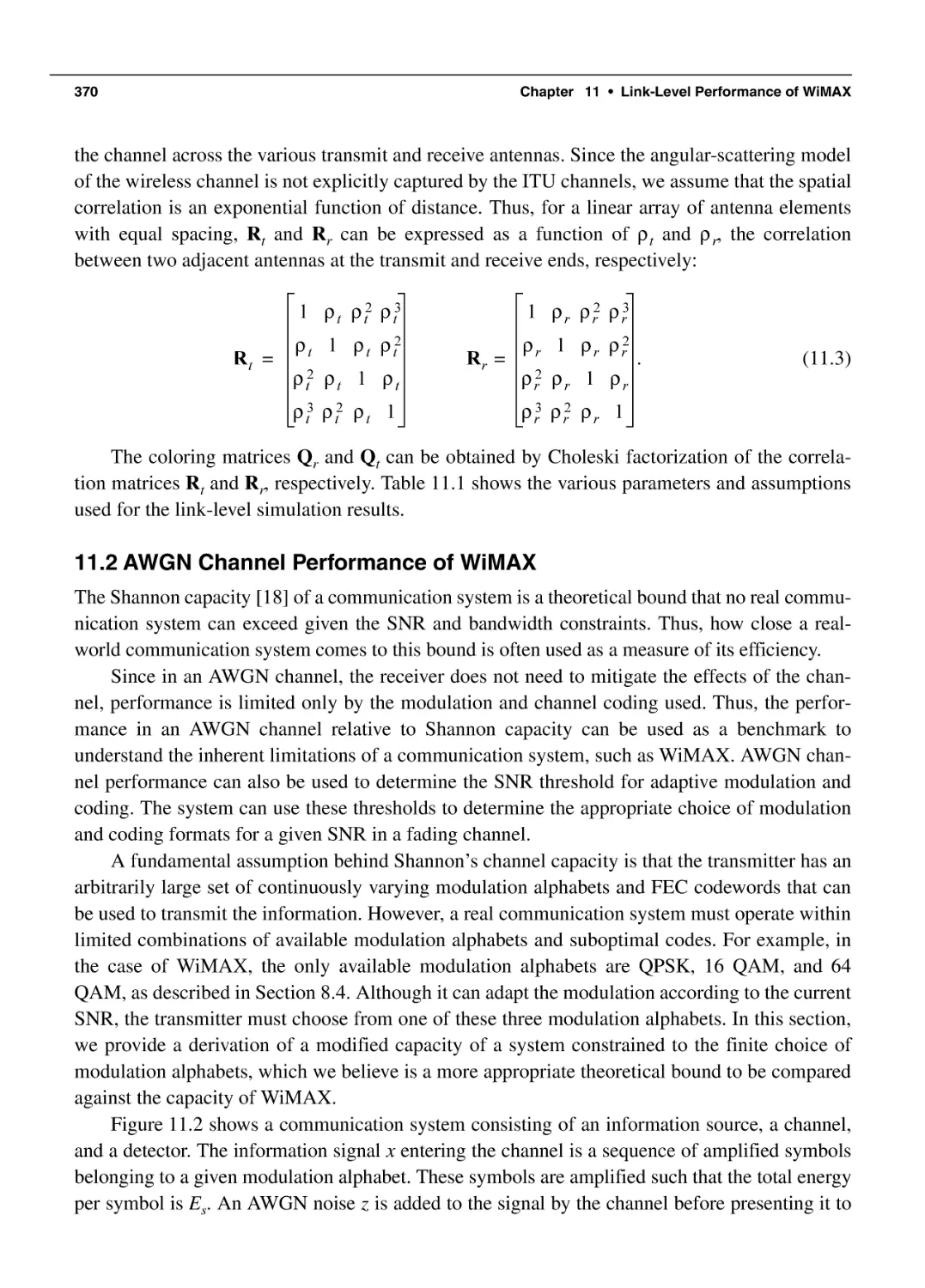 11.2 AWGN Channel Performance of WiMAX