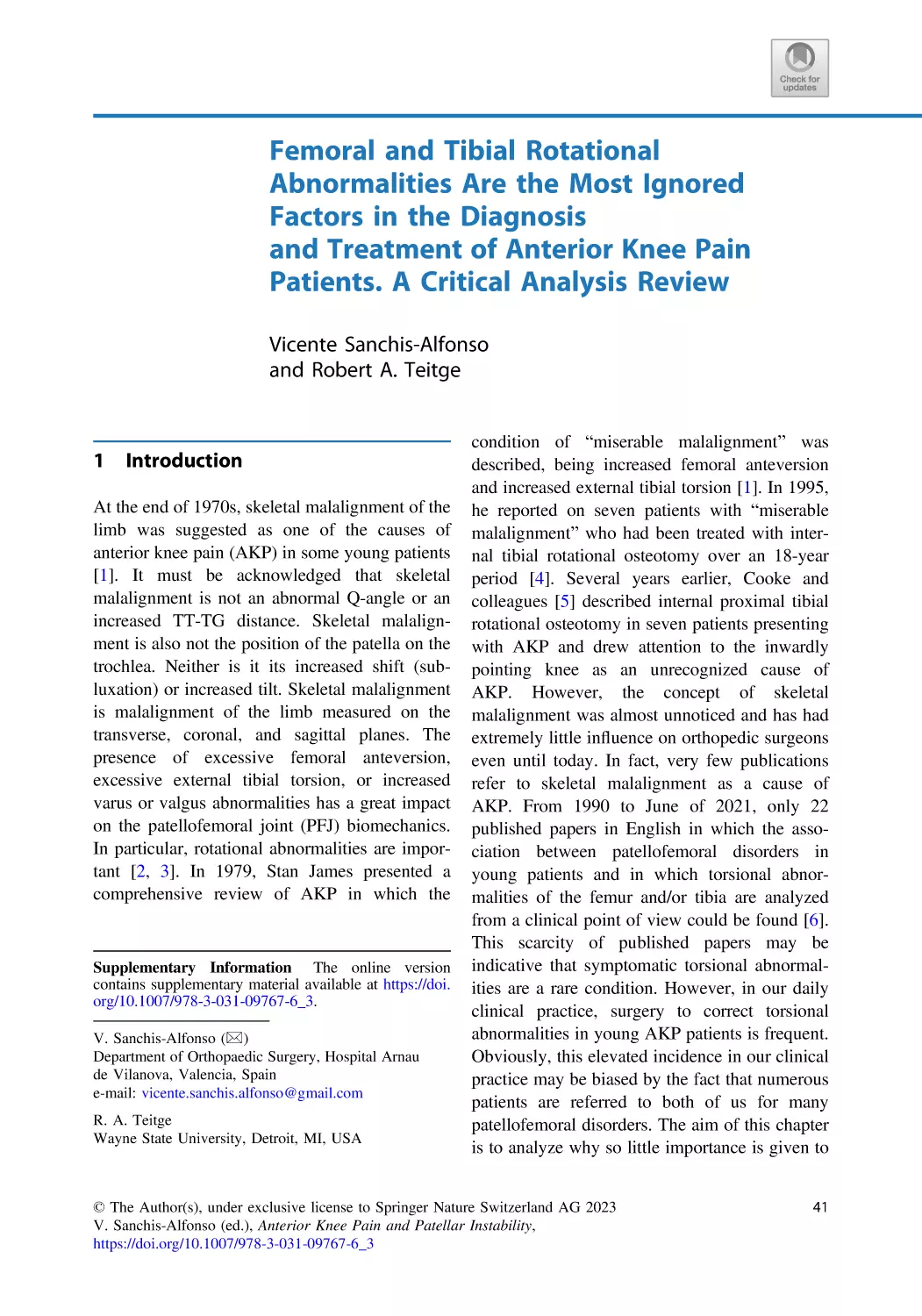 3 Femoral and Tibial Rotational Abnormalities Are the Most Ignored Factors in the Diagnosis and Treatment of Anterior Knee Pain Patients. A Critical Analysis Review
1 Introduction