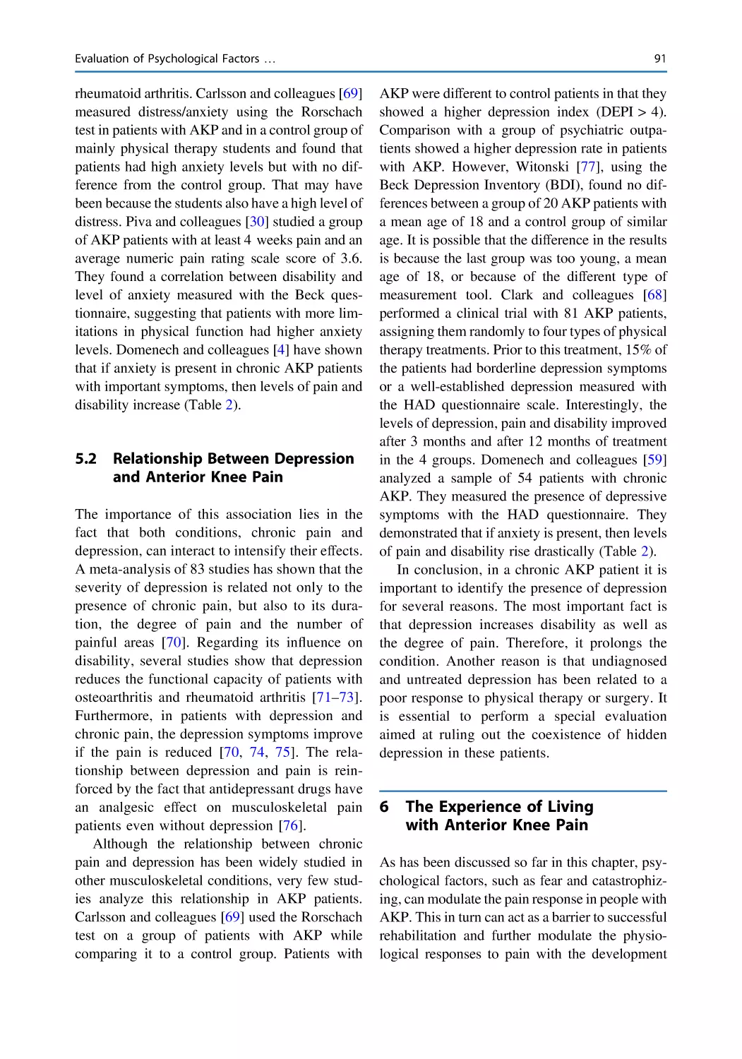 5.2 Relationship Between Depression and Anterior Knee Pain
6 The Experience of Living with Anterior Knee Pain