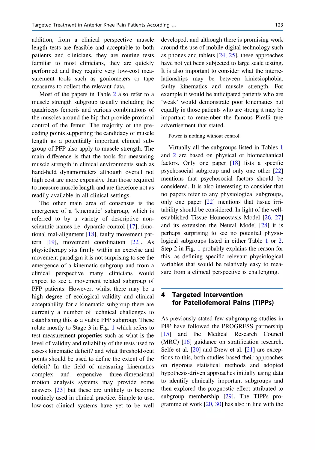 4 Targeted Intervention for Patellofemoral Pains (TIPPs)