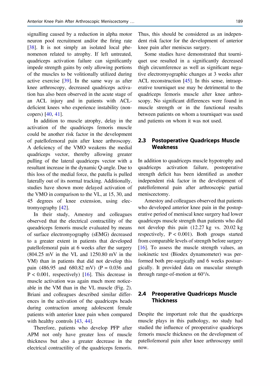 2.3 Postoperative Quadriceps Muscle Weakness
2.4 Preoperative Quadriceps Muscle Thickness