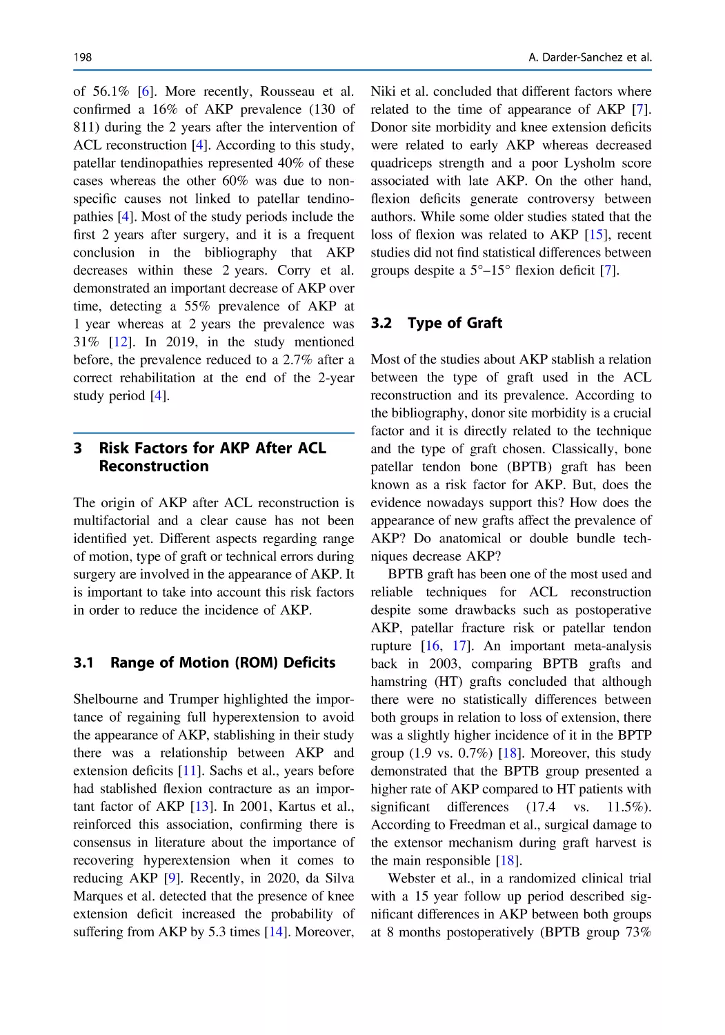 3 Risk Factors for AKP After ACL Reconstruction
3.1 Range of Motion (ROM) Deficits
3.2 Type of Graft