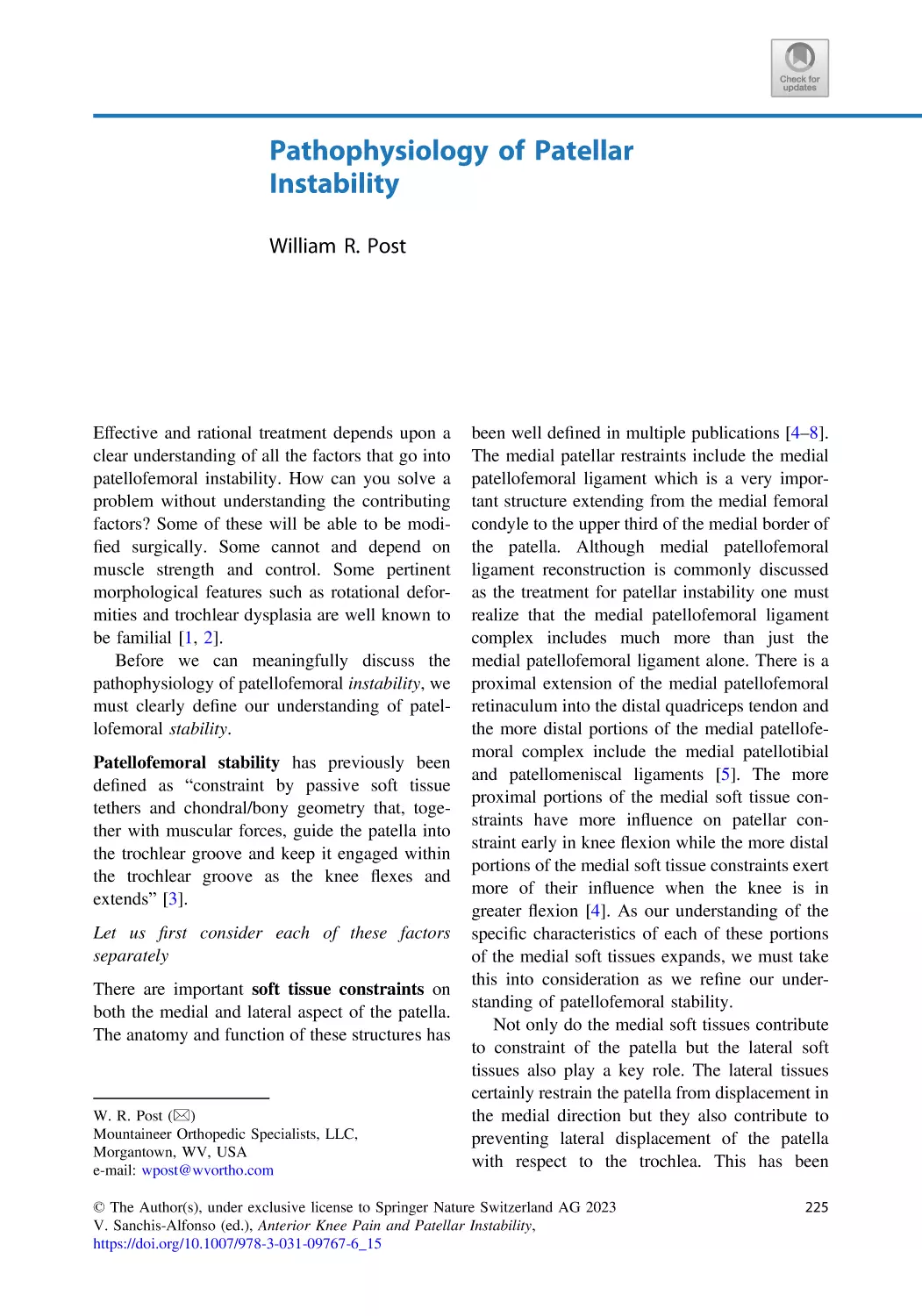 15 Pathophysiology of Patellar Instability